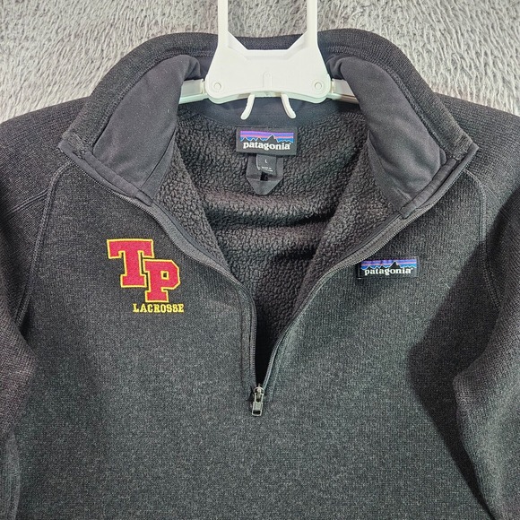 Patagonia Sweater Women Large 1/4 Zip Mock Neck Sherpa‎ Lined Black - Picture 5 of 13